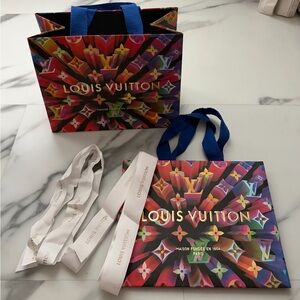 Louis Vuitton 2 Multicolor Gift bag with 2 White Ribbon